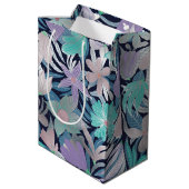 シルバーパープルブルーフローラ葉モノグラム ミディアムペーパーバッグ (裏面アングル)