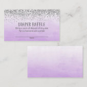 シルバーパープルベビーシャワーおむつラッフルチケット エンクロージャーカード (正面/裏面)