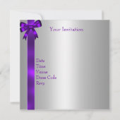 シルバーパープルボウ40thエレガントな誕生日パーティー 招待状 (裏面)