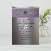 シルバーパープルメタリック結婚式招待状 招待状 (スタンド正面)