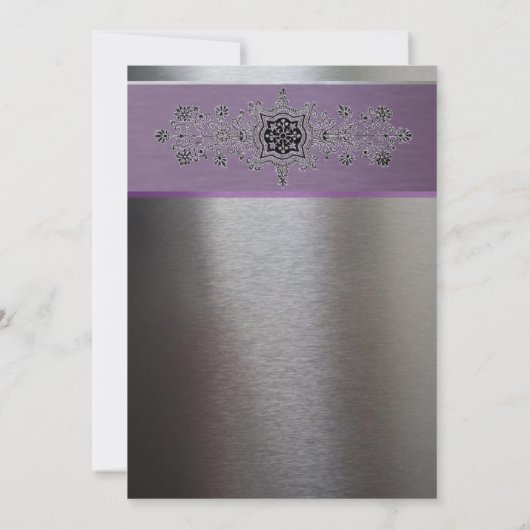シルバーパープルメタリック結婚式招待状 招待状 (裏面)