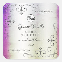 シルバーパープル大理石華美製品ラベルロゴ