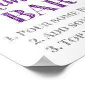 シルバーパープル紙吹雪ミモザバーサイン結婚ズ ポスター (角)