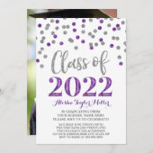 シルバーパープル紙吹雪卒業パーティー2022 招待状 (正面/裏面)