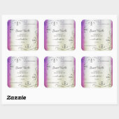 シルバーパープル華美シマリー大理石製品ラベル スクエアシール (シート)