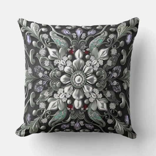 シルバーパープル装飾装飾用クッション クッション (正面)