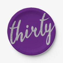 シルバーパープル30誕生日パーティーグリッター"30歳"