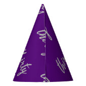 シルバーパープル"30" 30誕生日パーティーグリッター パーティーハット (裏面)