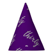 シルバーパープル"30" 30誕生日パーティーグリッター パーティーハット (右)