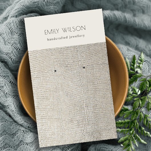 シルバーパールレザーのテクスチャイヤリングディスプレイ 名刺