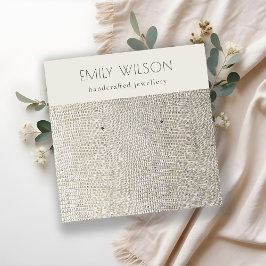 シルバーパールレザーテクスチャスタッドイヤリングディスプレイ スクエア名刺