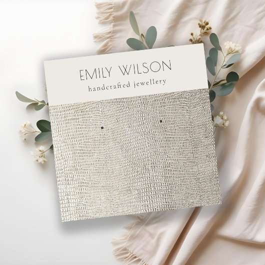 シルバーパールレザーテクスチャスタッドイヤリングディスプレイ スクエア名刺