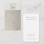 シルバーパールレザーテクスチャネックレスのロゴ表示 名刺 (正面/裏面)