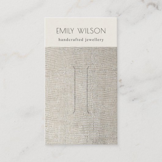 シルバーパールレザーテクスチャヘアクリップディスプレイ 名刺 (正面)