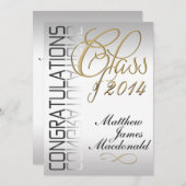 シルバーパール鏡フォーマル卒業招待状 招待状 (正面/裏面)