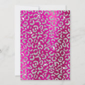 シルバーヒョウグリッターホットピンクフォイル誕生日 招待状 (裏面)