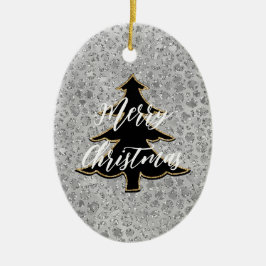 シルバーヒョウ灰色ニャーニャーキティキャット セラミックオーナメント