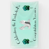 シルバーヒールでミント花嫁おめでとうございます 横断幕 (縦)