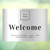 シルバービジネスのロゴ歓迎の営業時間 ウィンドウサイン (シート3)