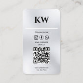 シルバービジネスカードモダンとプロフェッショナルデザイン 名刺 (裏面)