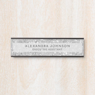 シルバービジネスグリッタースパークルシモダンック サインプレート