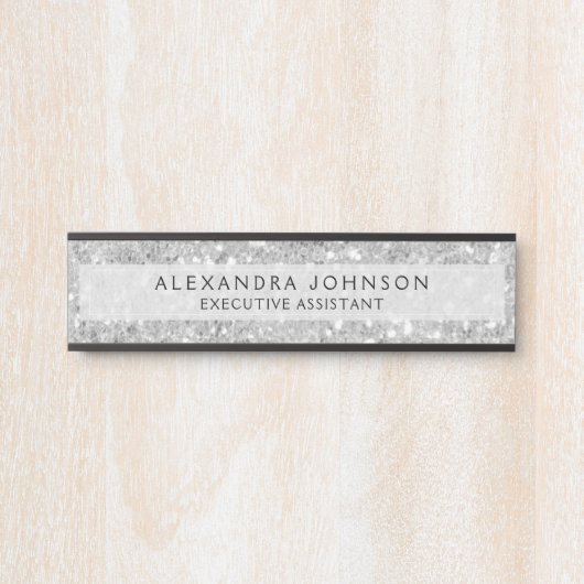 シルバービジネスグリッタースパークルモダンシック サインプレート (正面)