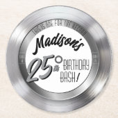 シルバービニールレコードレトロ25thバースデーパーティー ラウンドペーパーコースター (正面)