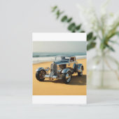 シルバービンテージカーのビーチ ポストカード (スタンド正面)