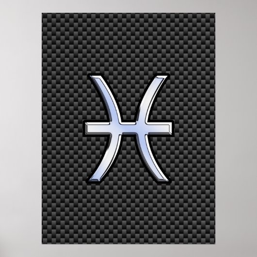 シルバーピセス〔占星術の〕十二宮図サインオンカーボンファイバープリント ポスター (正面)