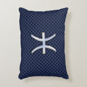 シルバーピセス〔占星術の〕十二宮図サインブルーカーボンファイバープリント アクセントクッション (正面(垂直))