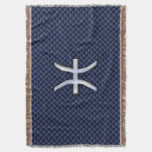 シルバーピセス〔占星術の〕十二宮図サインブルーカーボンファイバープリント スローブランケット (正面縦)