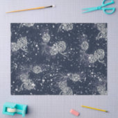 シルバーピネコーンスノーネイビーブルーホリデー 薄葉紙 (クラフト)