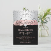 シルバーピパーソナライズされたックブラックガールベビー散布 招待状 (スタンド正面)