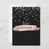 シルバーピパーソナライズされたックブラックガールベビー散布 招待状 (裏面)