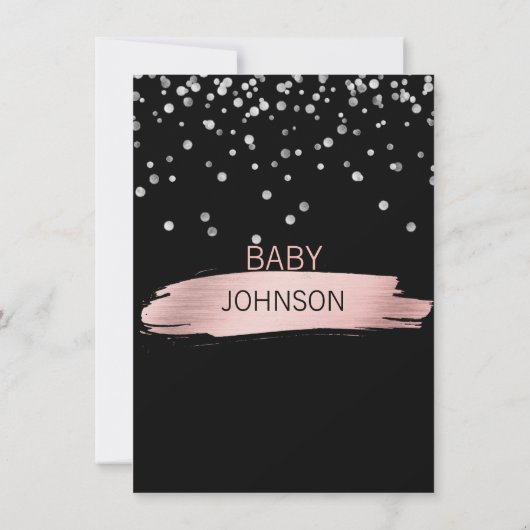 シルバーピパーソナライズされたックブラックガールベビー散布 招待状 (裏面)