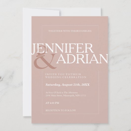 シルバーピモダンッミニマルクシンプル結婚の 招待状 (裏面)