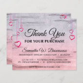 シルバーピンクきらきら光る木製テクスチャードハートありがとう (正面/裏面)