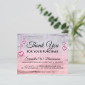 シルバーピンクきらきら光る木製テクスチャードハートありがとう (スタンド正面)