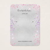 シルバーピンクのイヤリング写真ディスプレイカード (正面)