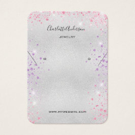 シルバーピンクのイヤリング写真ディスプレイカード