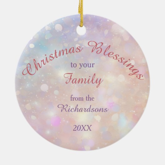 シルバーピンクのクリスマスエンジェルガール セラミックオーナメント (裏面)