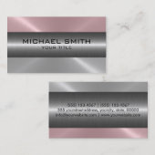 シルバーピンクのステンレススチールメタルルック 名刺 (正面/裏面)