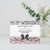 シルバーピンクのバチェロレッテ週末の日付を保存 案内ポストカード (スタンド正面)