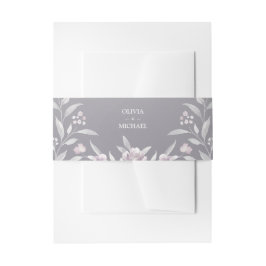 シルバーピンクの水色のフローラ結婚Chinoiserie's 招待状ベリーバンド