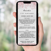 シルバーピンクの花模様誕生日おもしろいファクトのメニューカード 招待状