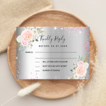 シルバーピンクの花結婚の反応RSVP
