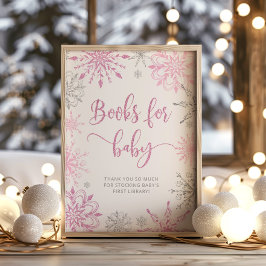 シルバーピンクの雪の結晶ベビー ポスター