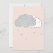 シルバーピンクの雲 星の女の子 ベビーシャワー 招待状 (裏面)