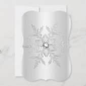 シルバーピンクウィンタースノーフレークスウィート16招待状 招待状 (裏面)