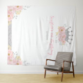 シルバーピンククラウンプリンセス誕生日フォトブース タペストリー (インサイチュ(横))